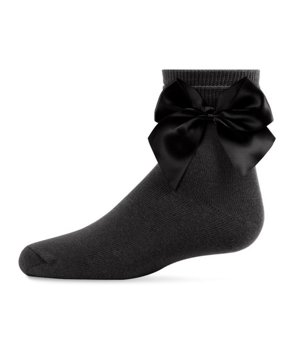MeMoi Little Girls Side Bow Anklet Socks - Black