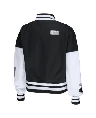 Women's Black, White Las Vegas Raiders Full-Zip Varsity Jacket