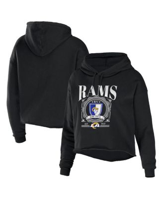 Women's Black Los Angeles Rams Cropped Sponge Fleece Pullover Hoodie