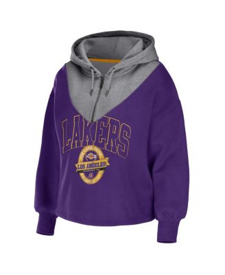 Women's Purple Los Angeles Lakers Pieced Quarter-Zip Hoodie Jacket