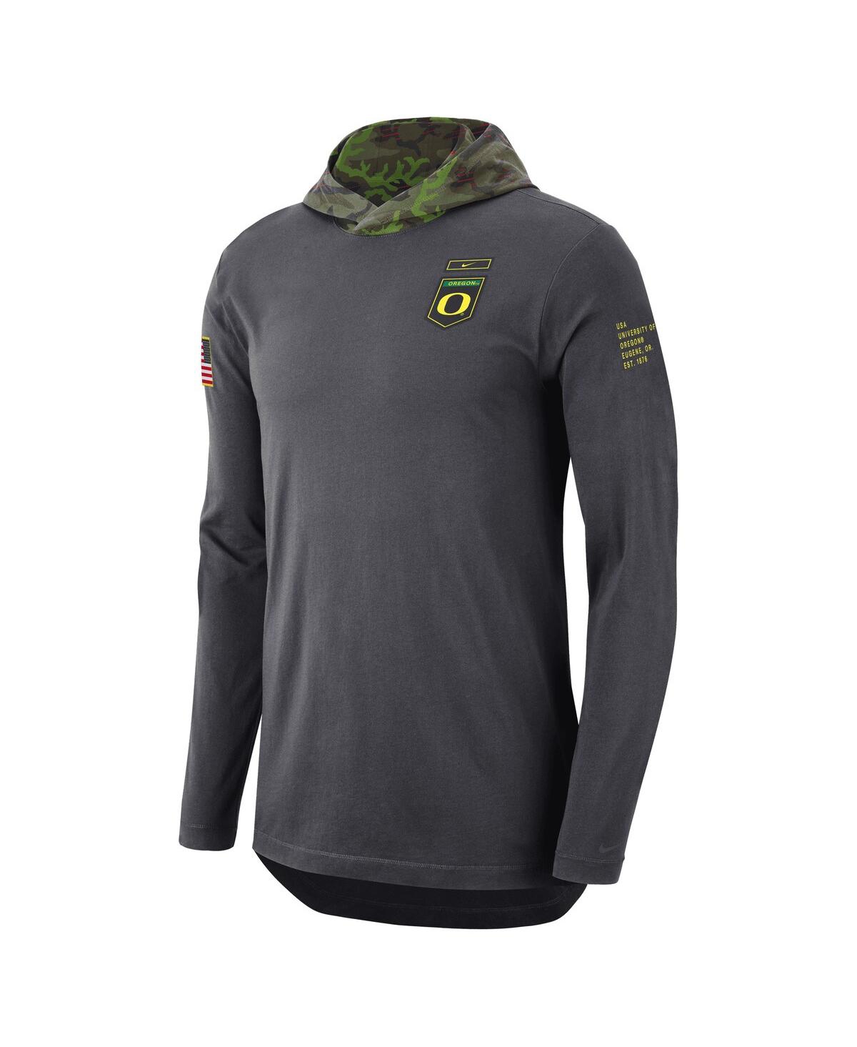 Men's NikeOregon Ducks Military-Inspired Long Sleeve Hoodie T-shirt - Anthracite