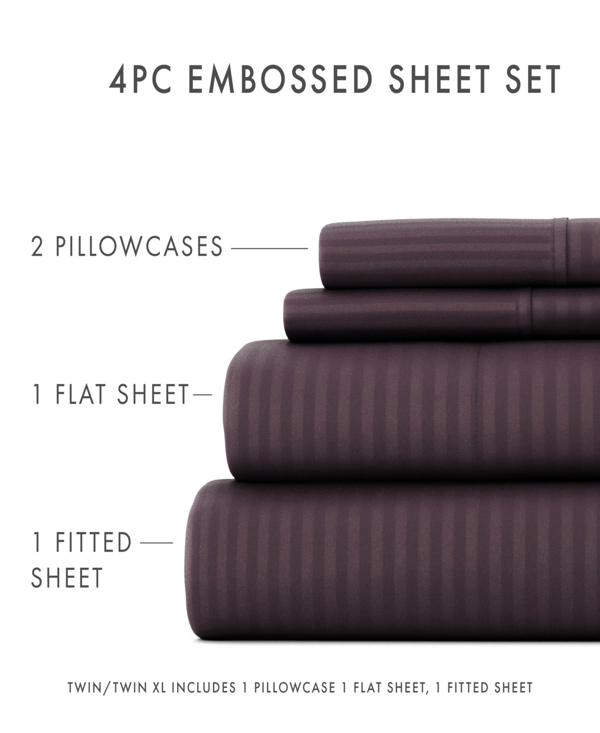 Expressed In Embossed by The Home Collection Striped 3 Piece Bed Sheet Set,