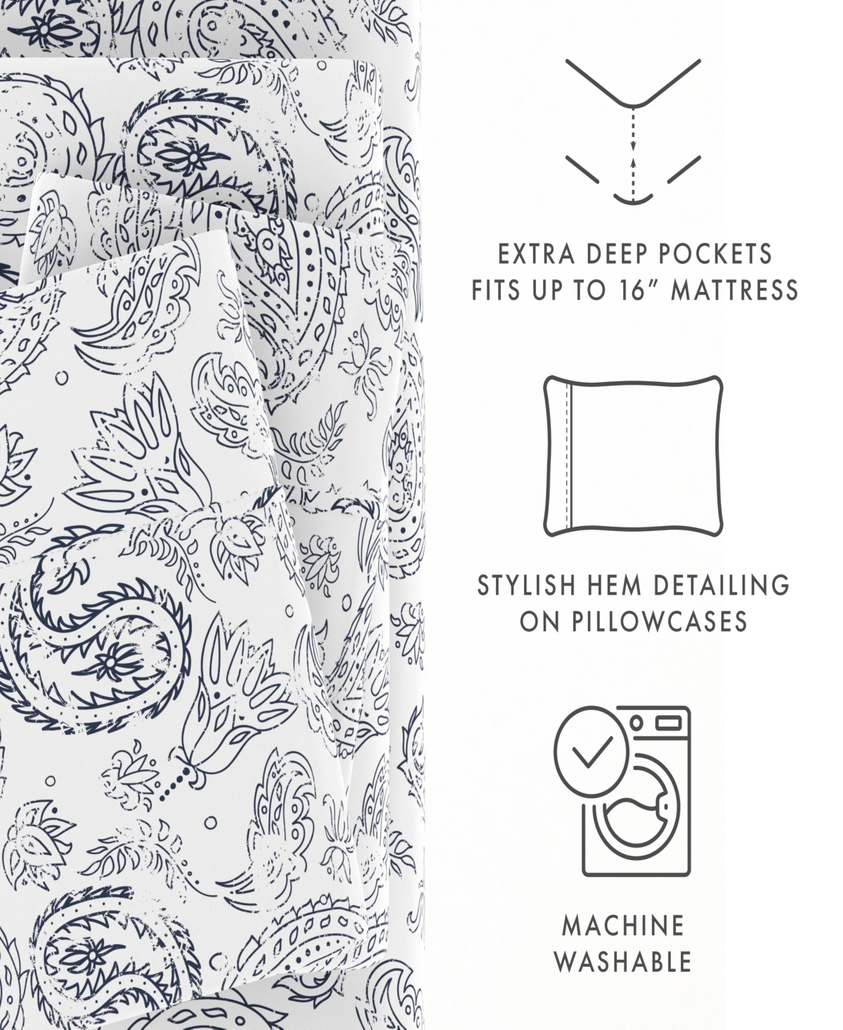 The Farmhouse Chic Premium Ultra Soft Pattern 4 Piece Sheet Set by Home Collection -