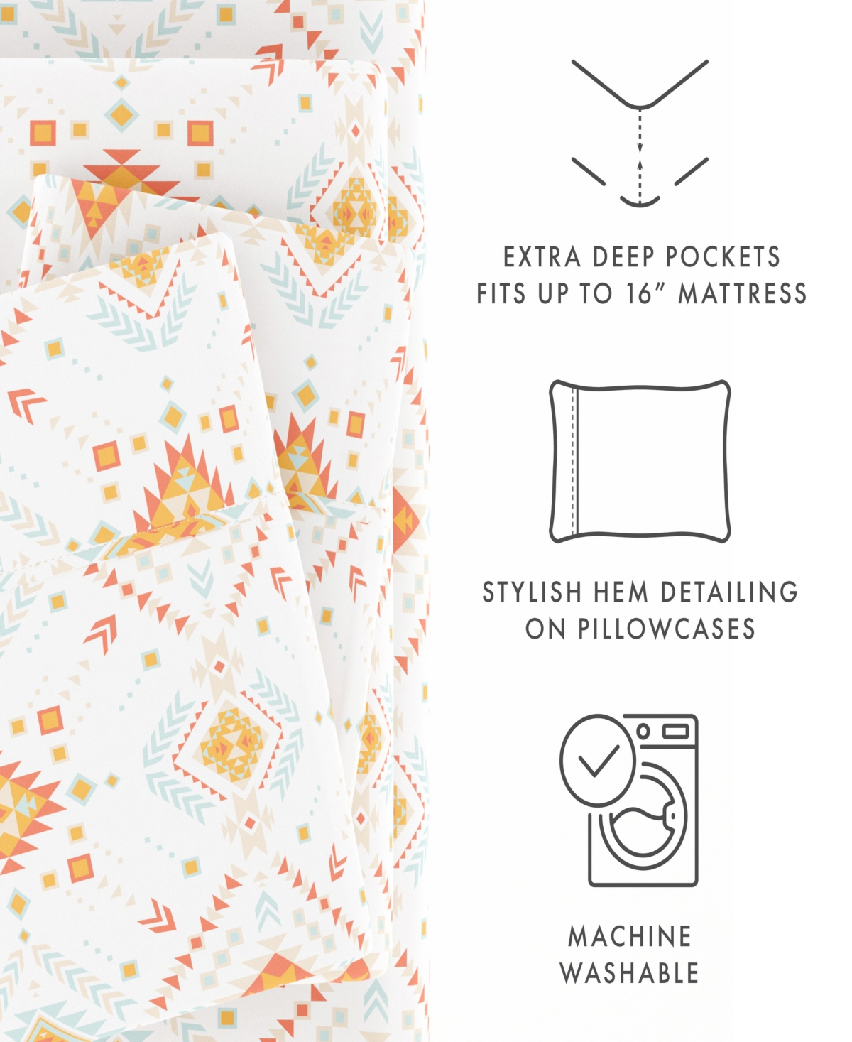 The Boho & Beyond Premium Ultra Soft Pattern 4 Piece Bed Sheet Set by Home Collection - Cal