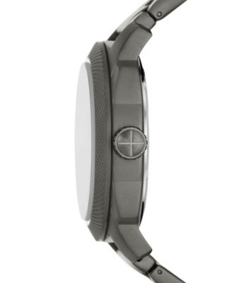 Men's Machine Quartz Gray Stainless Steel Bracelet Watch, 49mm