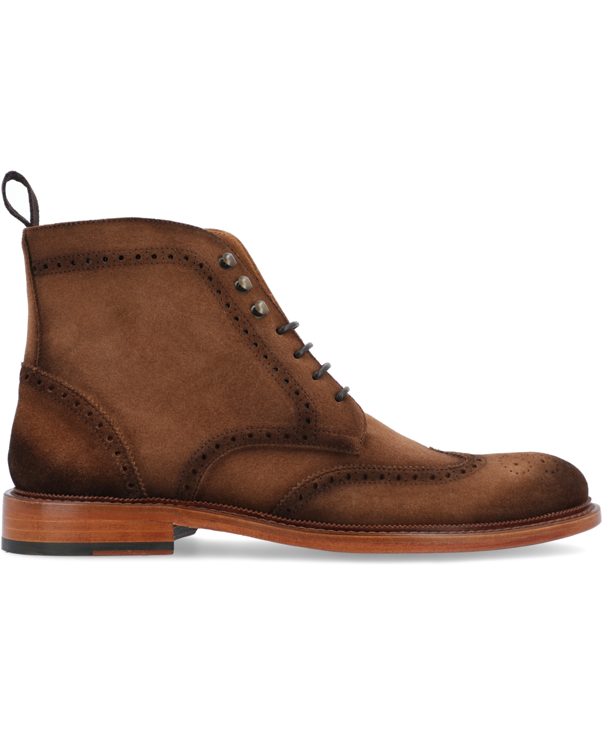 Taft Men's Mack Handcrafted Burnished Suede Leather Wingtip Brogue Dress Lace-up Boots