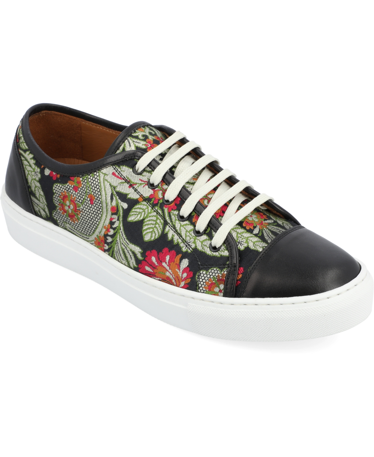 Men's Jack Handcrafted Leather and Floral Jacquard Low Top Casual Lace-up Sneakers - Victoria