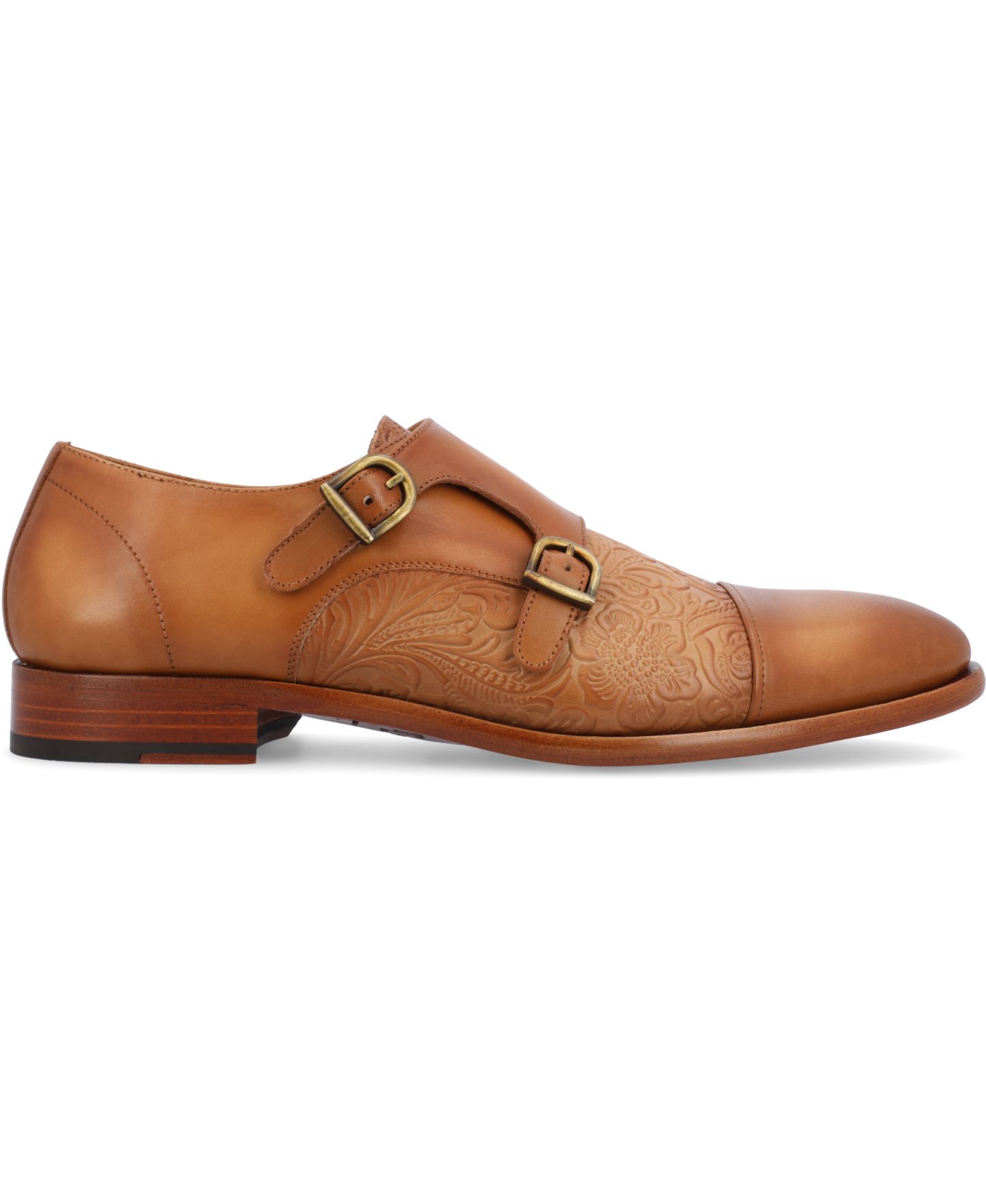 Обувь Taft Men's Lucca Embossed Floral Leather Monk Strap Dress Shoes, цвет: Медовый с принтом — фото 6