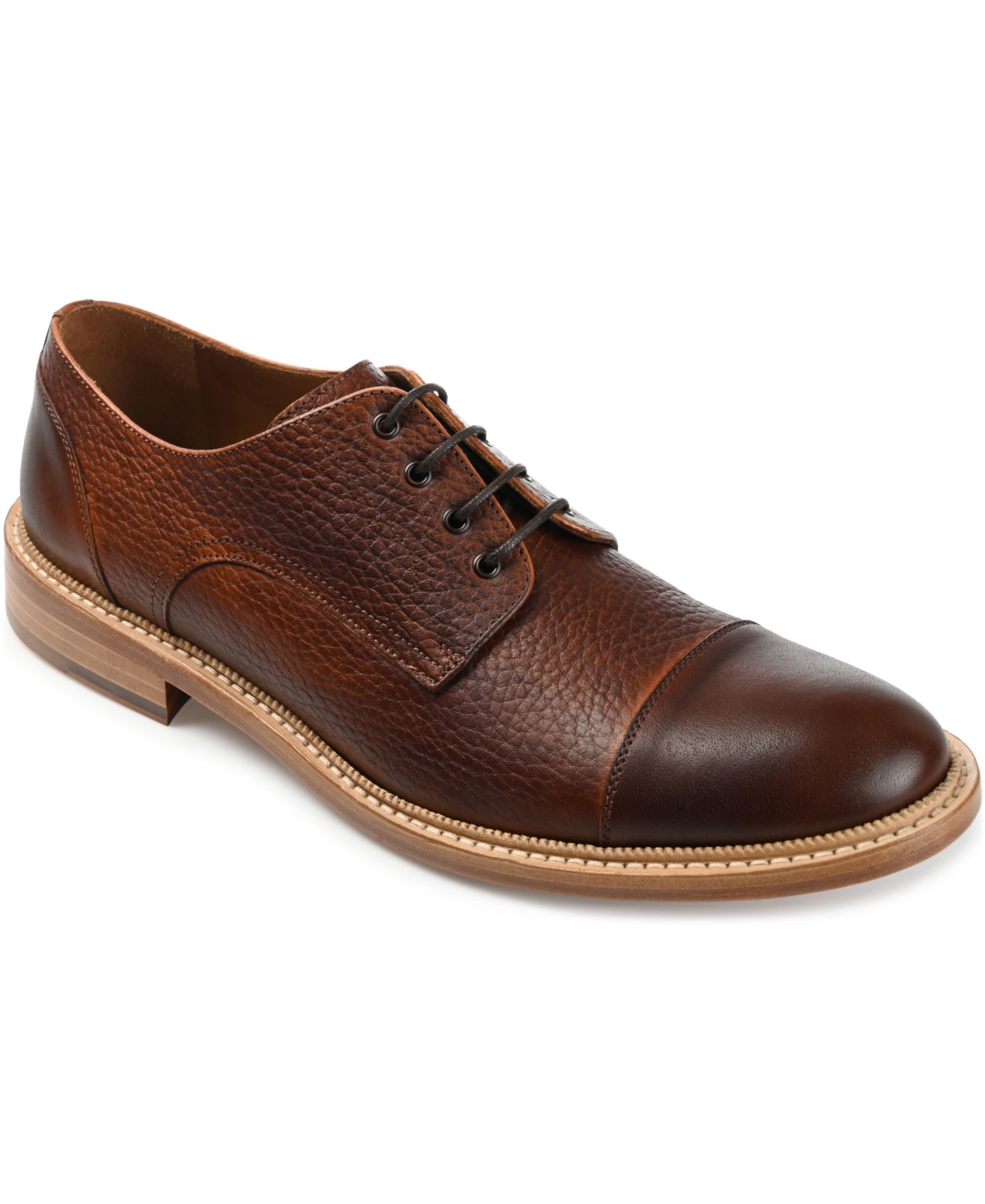 Обувь Taft Men's Rome Full-Grain Leather Cap Toe Dress Shoes, цвет: Коричневый — фото 1