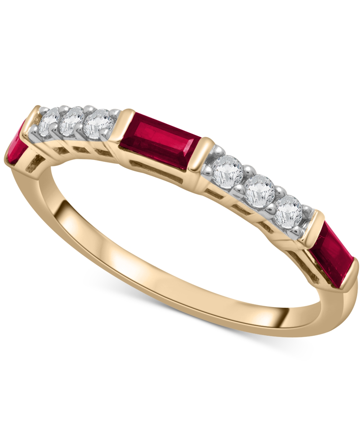 Macy's Lab-grown Blue Sapphire (3/8 Ct. T.w.) & Lab-grown White Sapphire (1/5 Ct. T.w.) Stack Ring In 14k G In Ruby