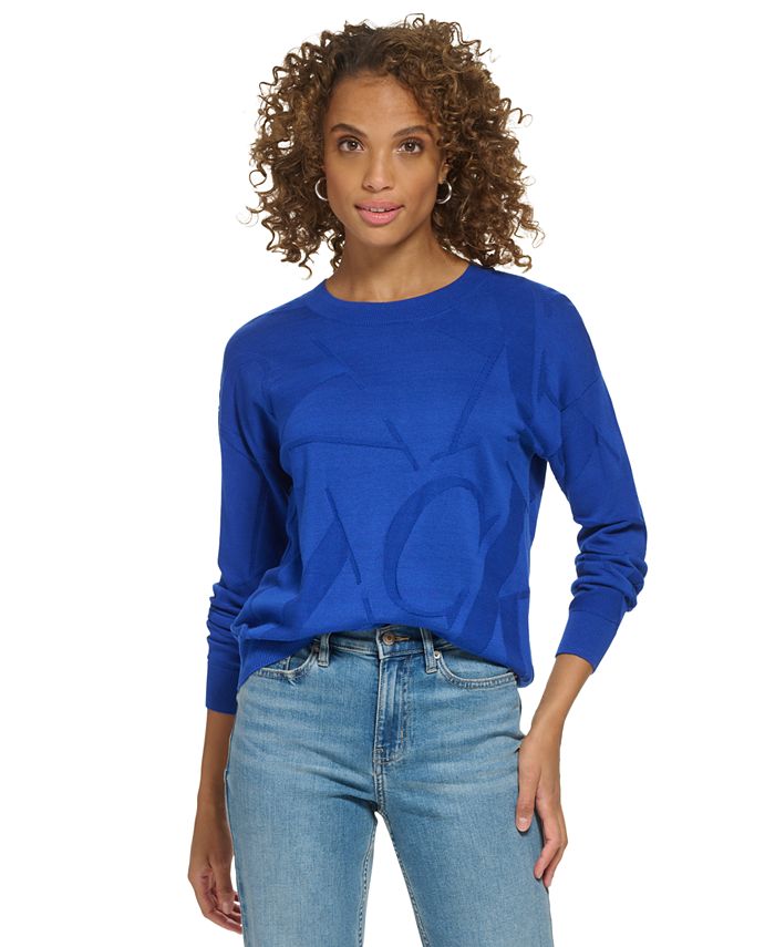 aanvaarden aansporing Prestatie Calvin Klein Women's Cotton Jacquard Logo Sweater & Reviews - Sweaters -  Women - Macy's