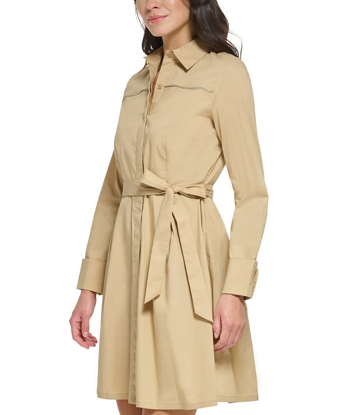 Button Front Long Sleeve Shirt Dress