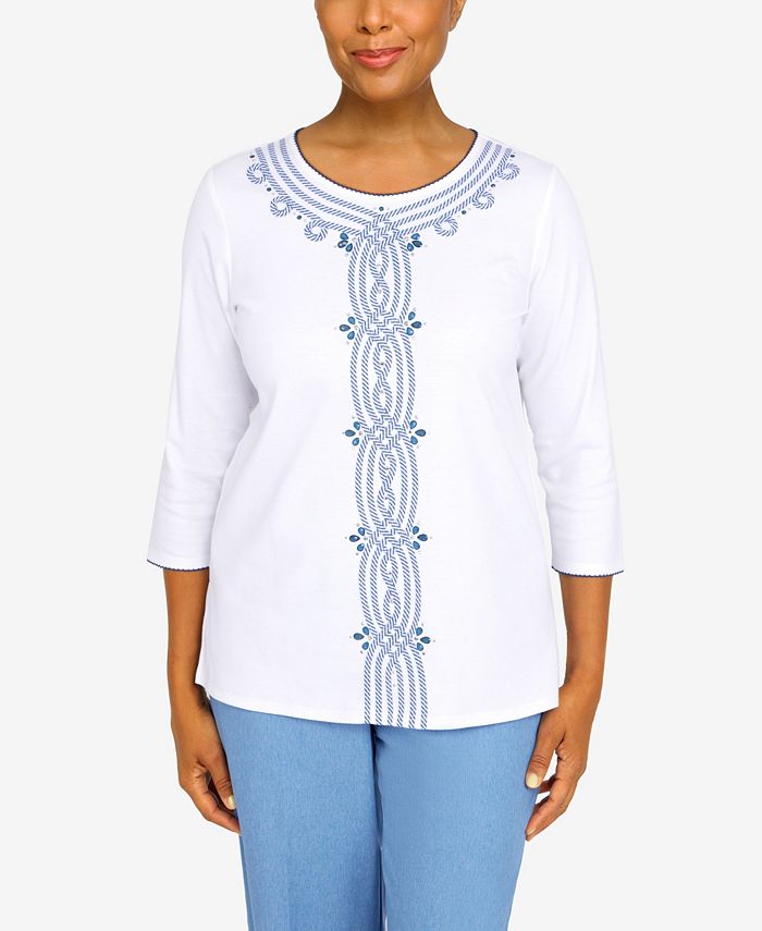 Alfred Dunner Women's Peace Of Mind Stripe Center ThreeQuarter Length