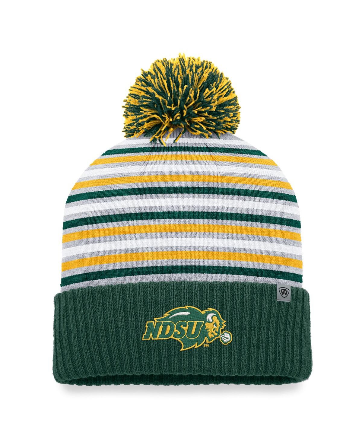 Shop Top Of The World Men's  Green Ndsu Bison Dash Cuffed Knit Hat With Pom