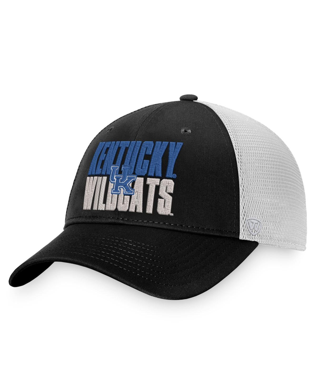 Top Of The World Men's  Black, White Kentucky Wildcats Stockpile Trucker Snapback Hat In Black,white