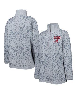 Women's Heather Gray Alabama Crimson Tide Leopard Quarter-Zip Sweatshirt