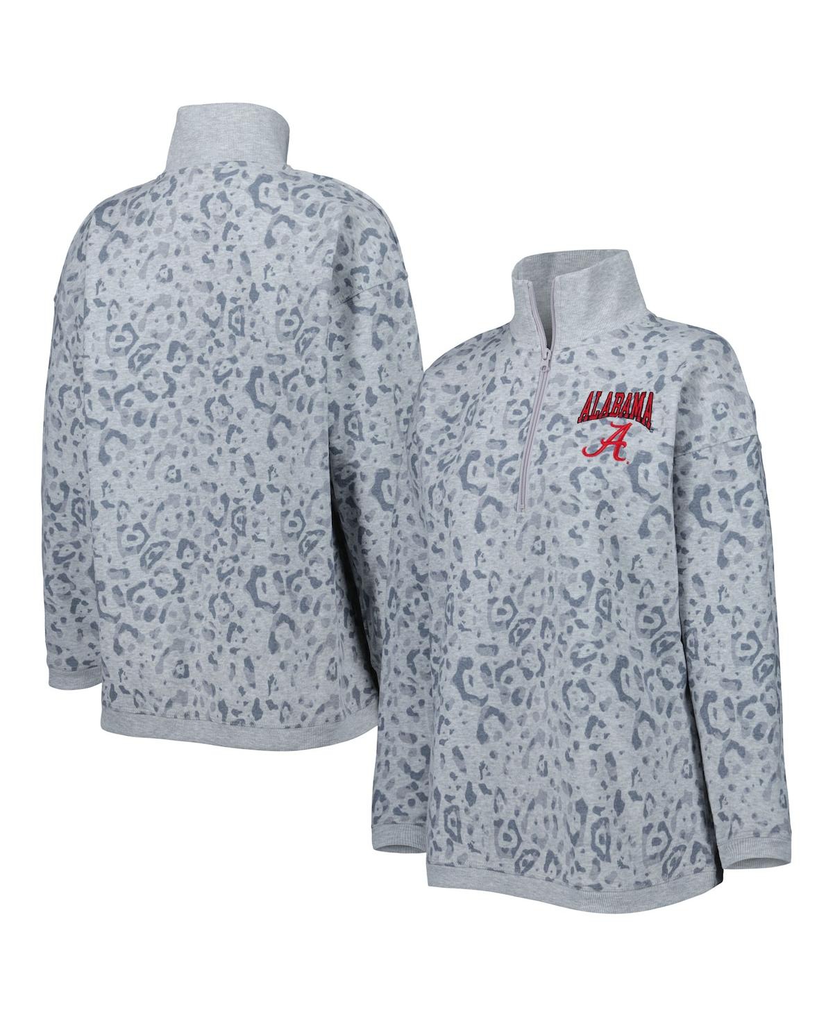 Gameday Couture Heather Gray Alabama Crimson Tide Leopard Quarter-zip Sweatshirt In Heather Gray