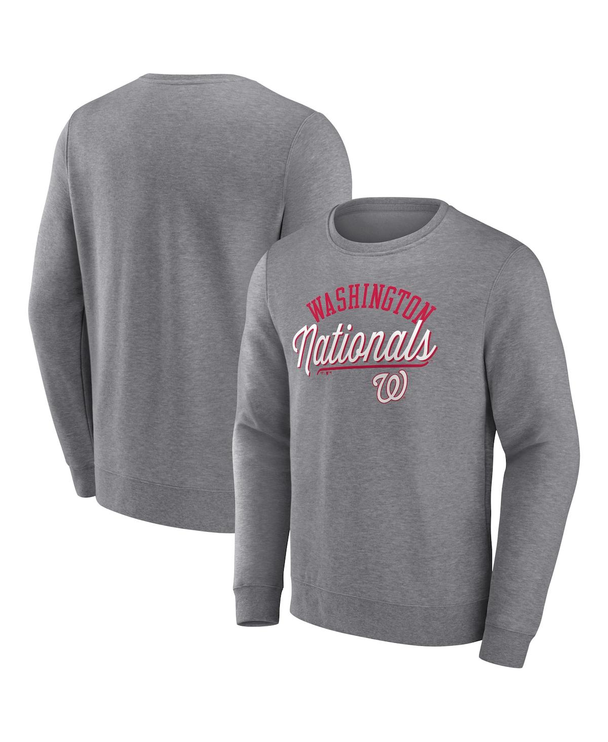 Shop Fanatics Men's  Heather Gray Washington Nationals Simplicity Pullover Sweatshirt