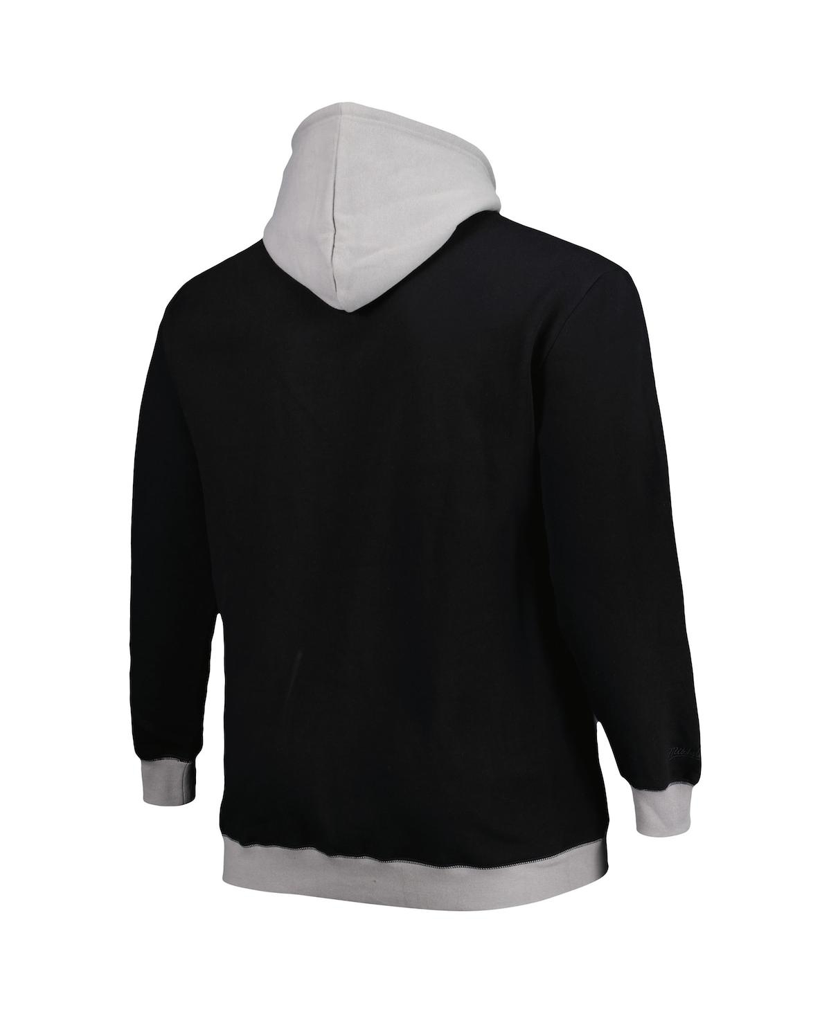 Mitchell & Ness Men's  Black, Silver Las Vegas Raiders Big And Tall Big Face Pullover Hoodie In Black,silver