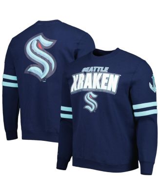 Men's Deep Sea Blue Seattle Kraken Allover Logo Pullover Sweatshirt