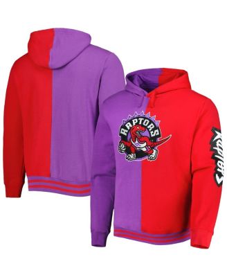 Men's Purple, Red Toronto Raptors Hardwood Classics Split Pullover Hoodie