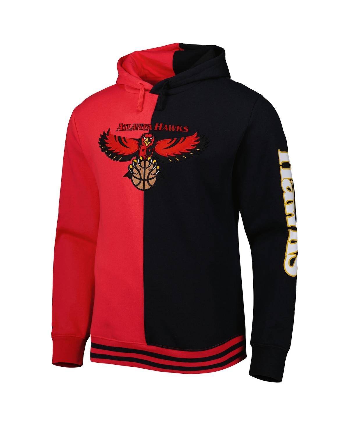 Men's Mitchell & Ness Black Atlanta Hawks Hardwood Classics Split Pullover Hoodie - Black