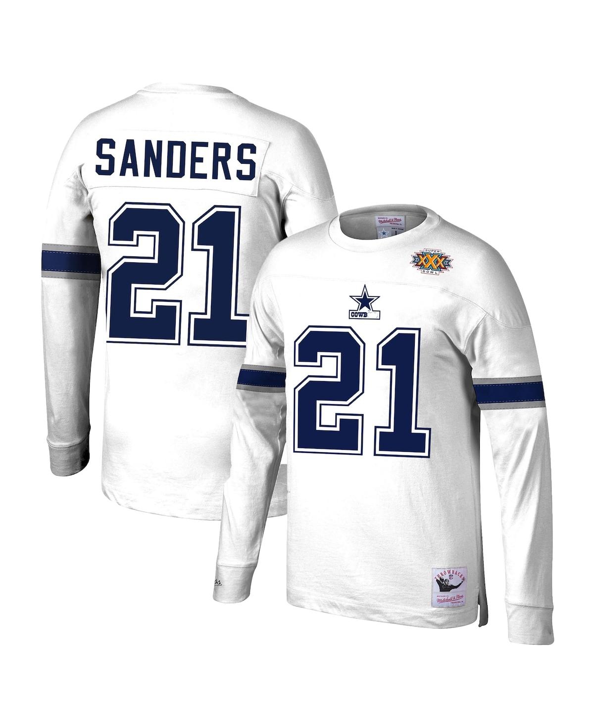 Mitchell & Ness Men's  Deion Sanders White Dallas Cowboys Retired Player Name And Number Long Sleeve In White
