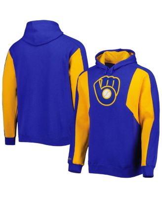 Men's Royal, Gold Milwaukee Brewers Colorblocked Fleece Pullover Hoodie