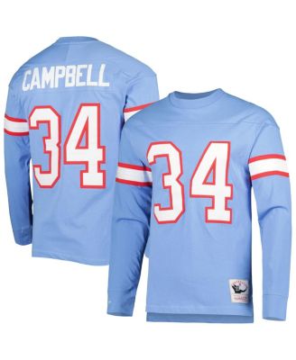 Men's Earl Campbell Light Blue Houston Oilers 1984 Retired Player Name and Number Long Sleeve T-shirt