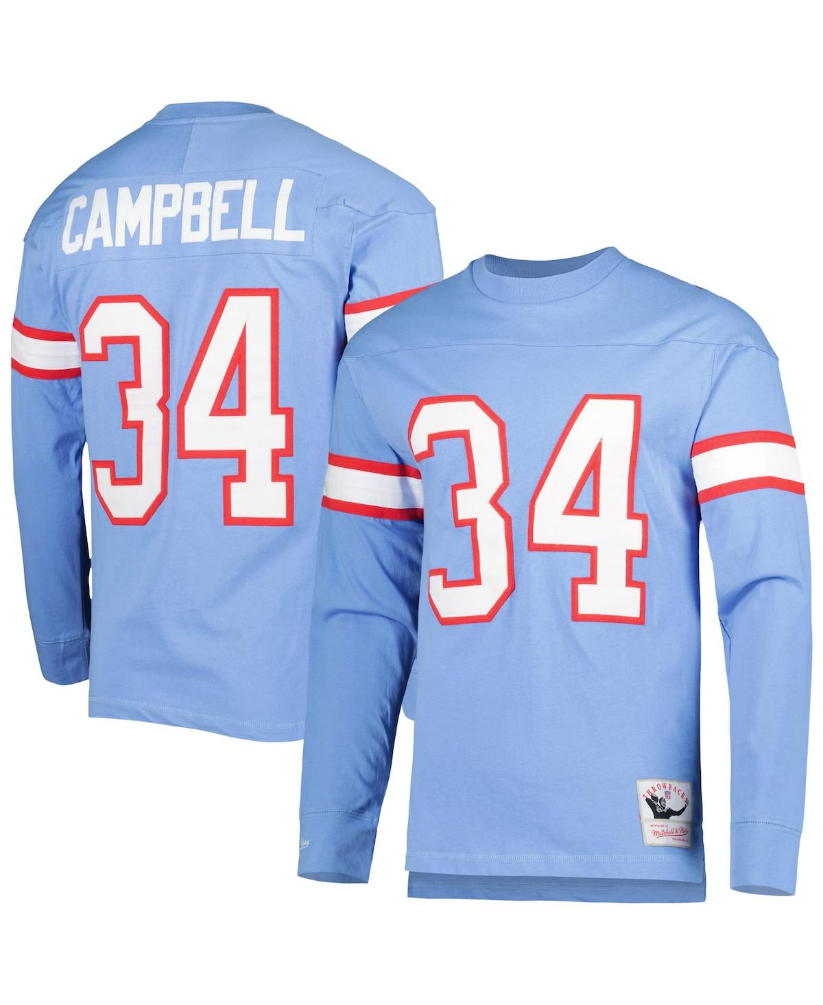 Men's Mitchell & Ness Earl CampbellHouston Oilers 1984 Retired Player Name and Number Long Sleeve T-shirt - Light Blue