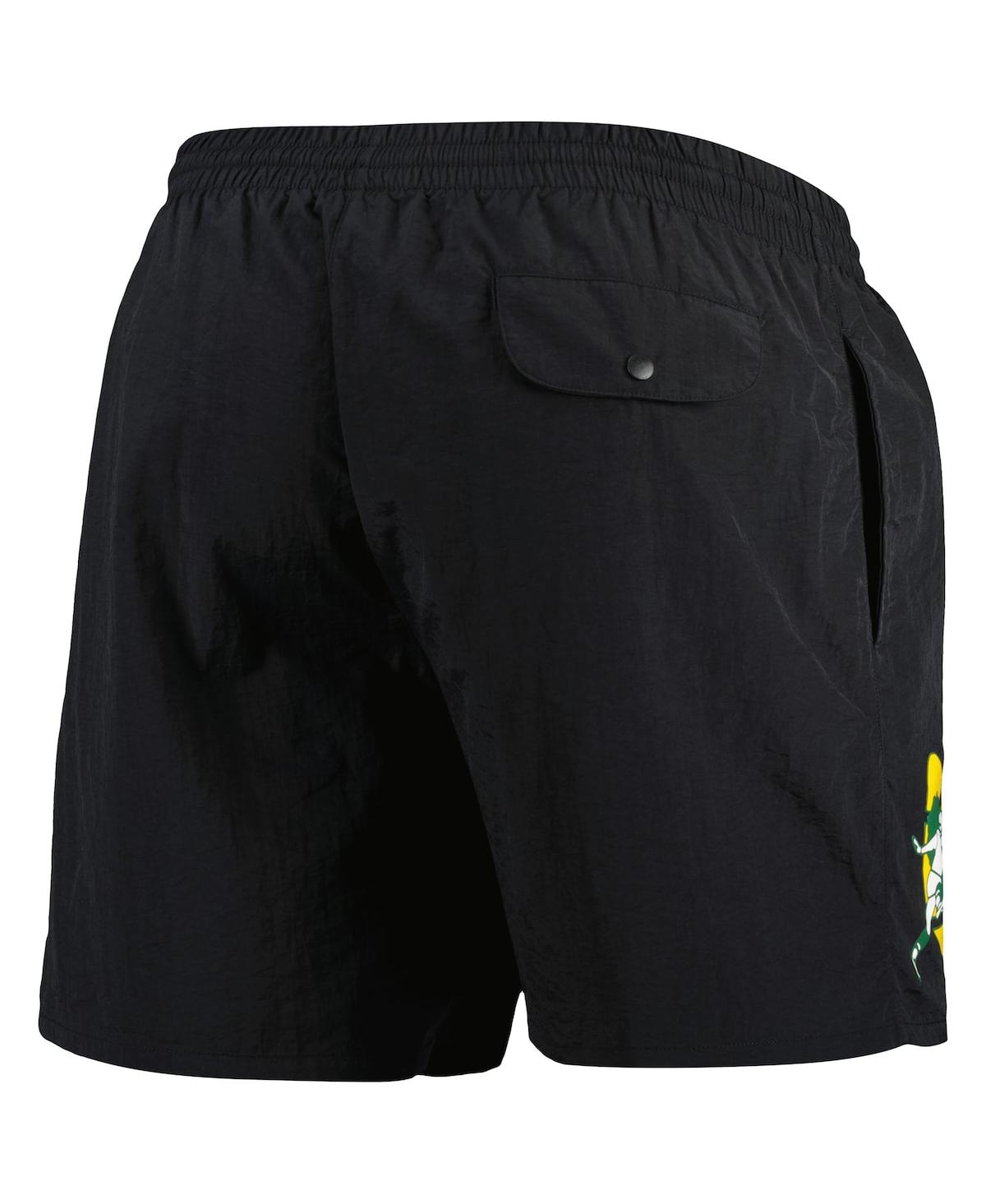 Mitchell & Ness Men's  Black Green Bay Packers Team Essentials Nylon Shorts In Black