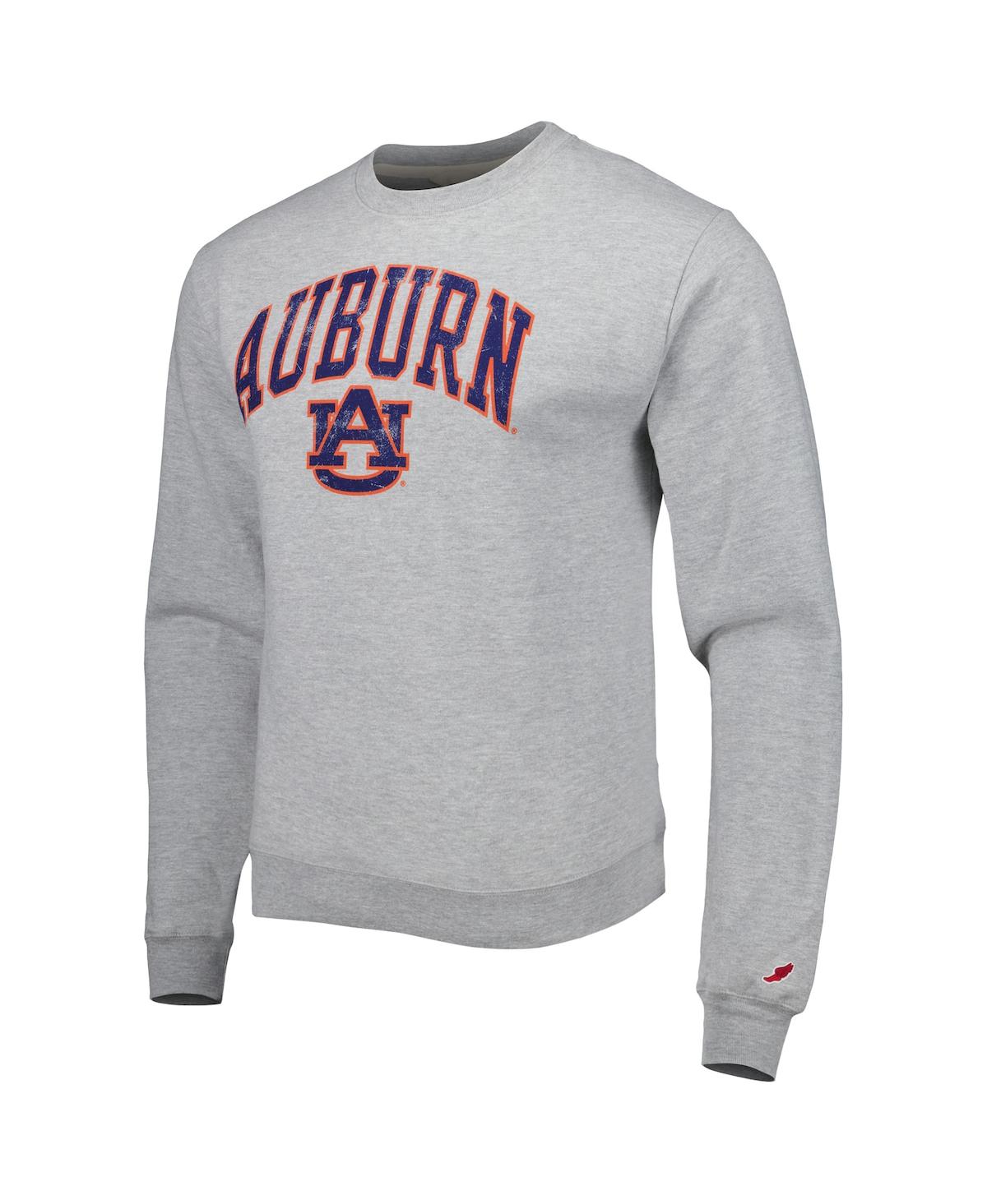 Shop League Collegiate Wear Men's  Heather Gray Auburn Tigers 1965 Arch Essential Fleece Pullover Sweatshi