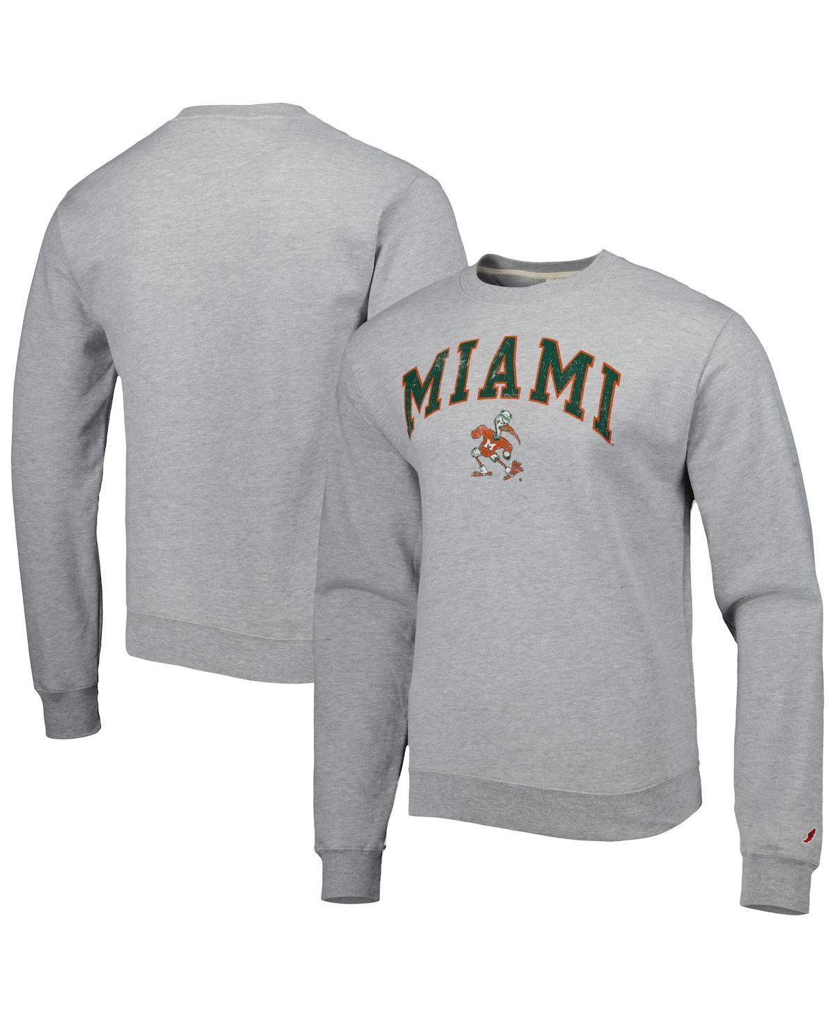 Men's League Collegiate Wear Gray Miami Hurricanes 1965 Arch Essential Fleece Pullover Sweatshirt - Gray