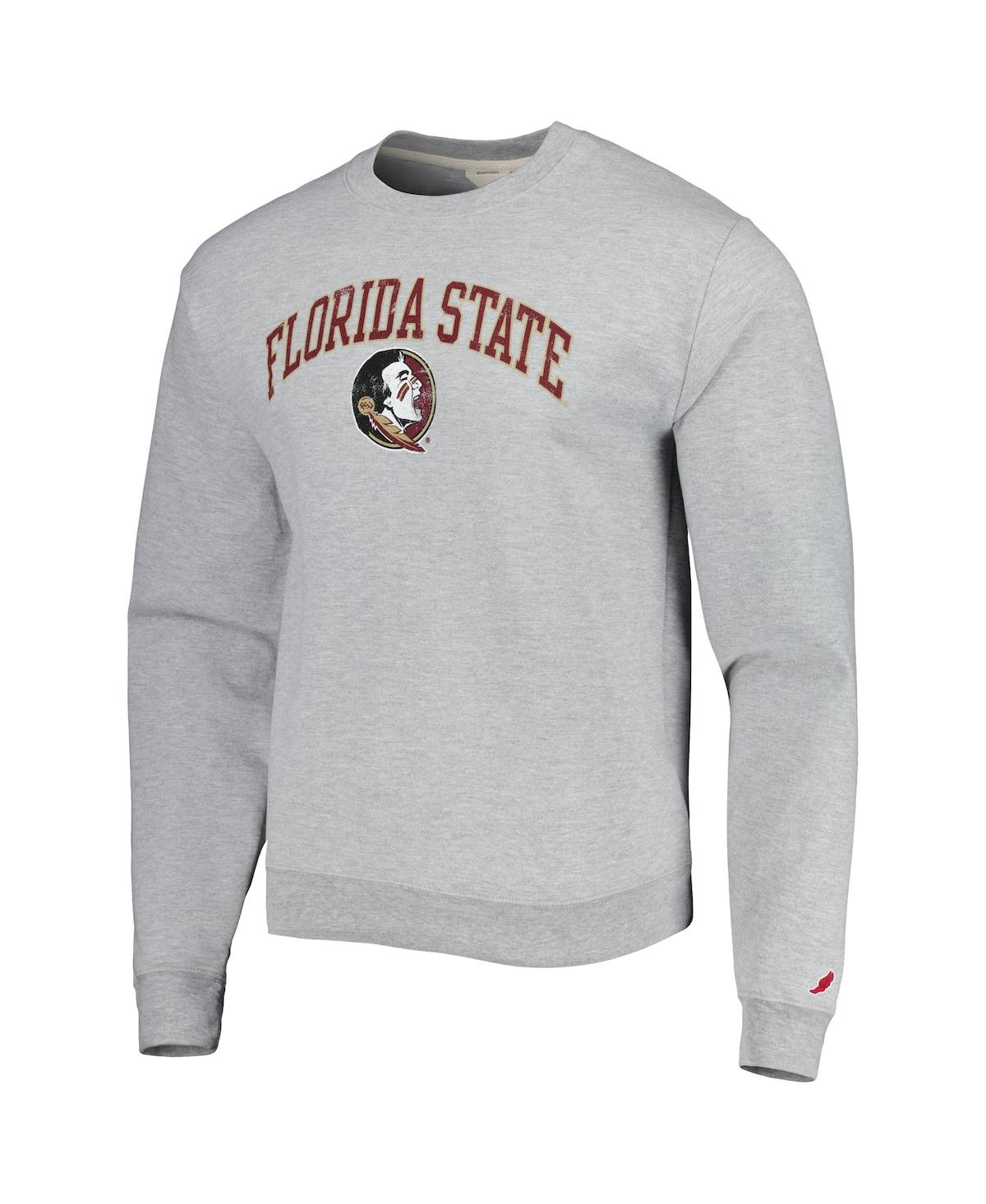 LEAGUE COLLEGIATE WEAR MEN'S LEAGUE COLLEGIATE WEAR GRAY FLORIDA STATE SEMINOLES 1965 ARCH ESSENTIAL FLEECE PULLOVER SWEATS 