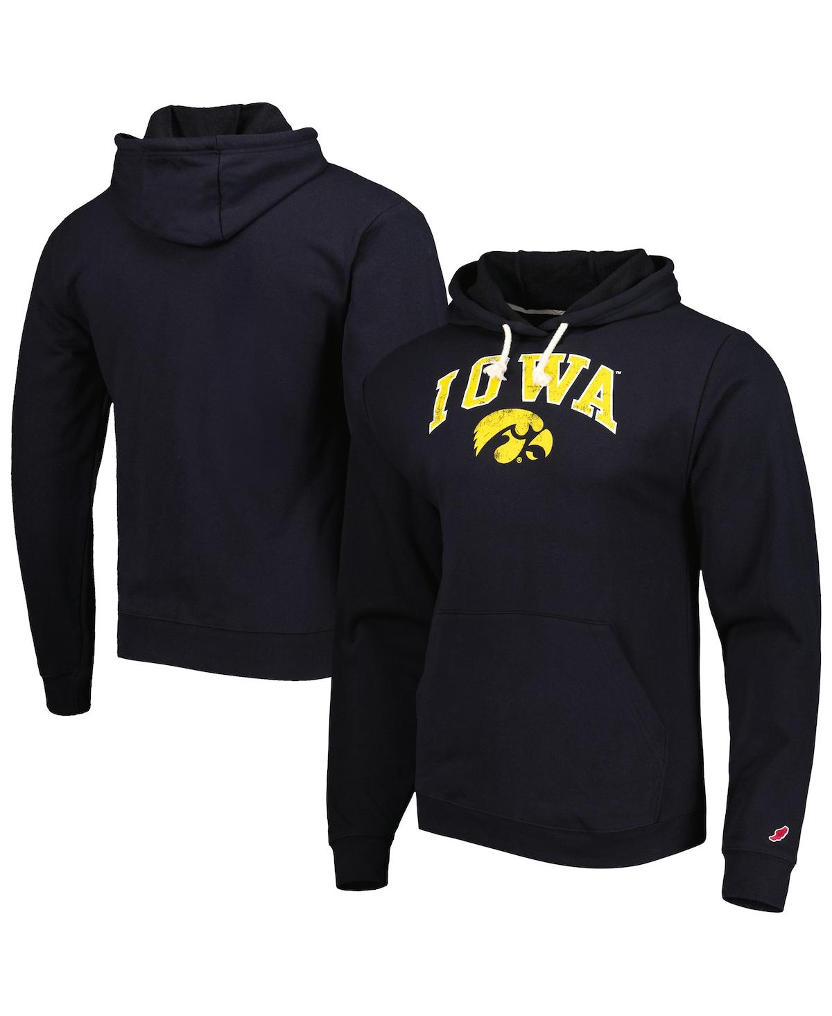 Shop League Collegiate Wear Men's  Black Iowa Hawkeyes Arch Essential Fleece Pullover Hoodie