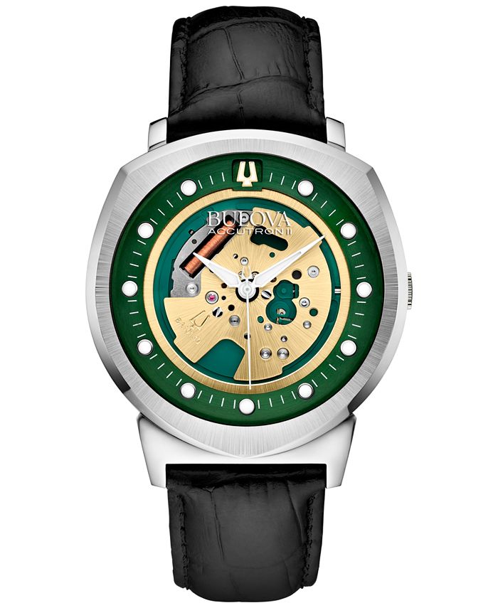 Bulova Accutron II Men s Alpha Black Leather Strap Watch 42mm