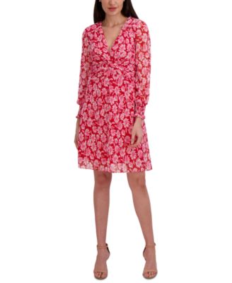 julia jordan Women s Chiffon V Neck Long Sleeve Dress Macy s