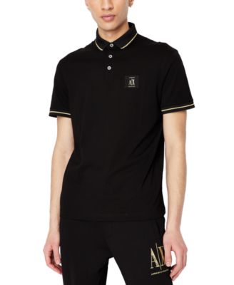 A|X Armani Exchange - Men's Short-Sleeve Metallic Logo Jersey Polo Shirt