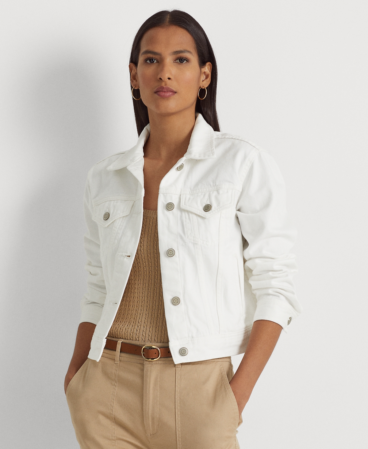 Ralph Lauren Women's Denim Trucker Jacket In White Wash