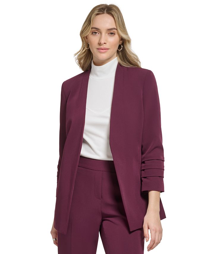 Calvin Klein Women's X-Fit Open Front 3/4 Sleeve Blazer & Reviews - Jackets  & Blazers - Women - Macy's