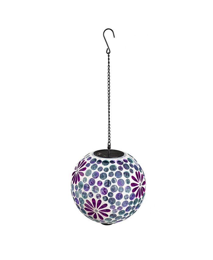 Evergreen 8" Solar Hanging Mosaic Gazing Ball, Pink Daisies Macy's