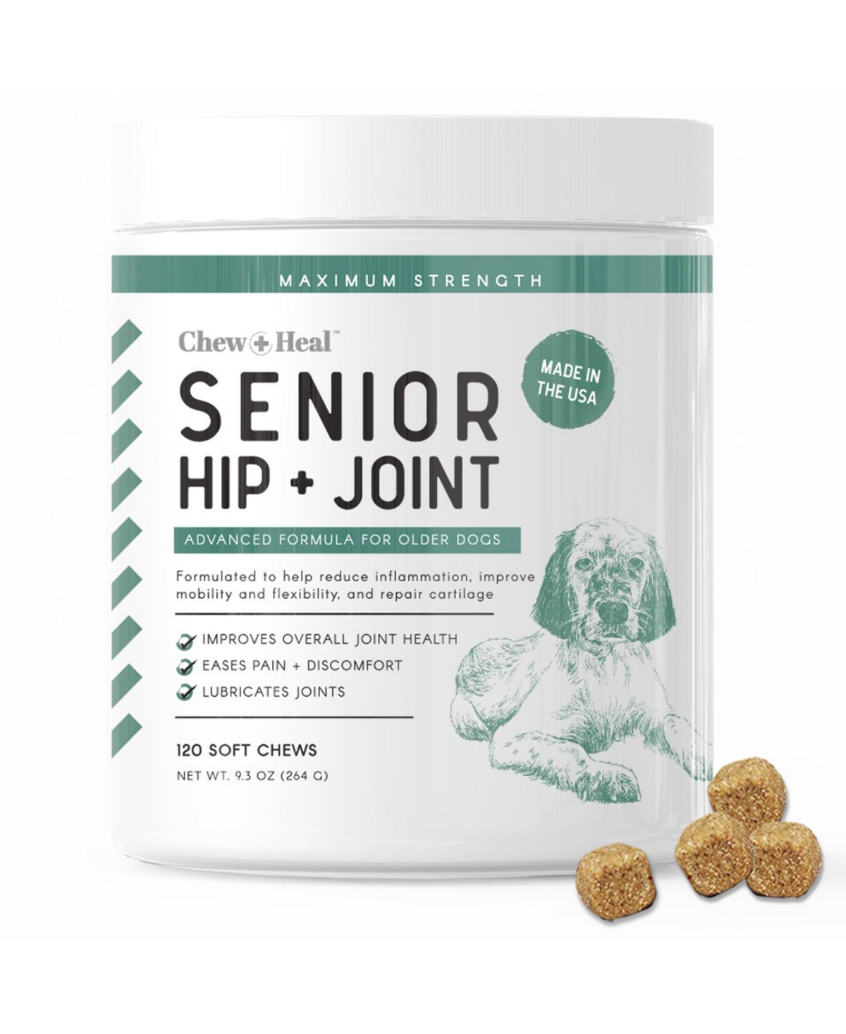 Senior Hip & Joint Support Supplement for Dogs - 120 Delicious Chews