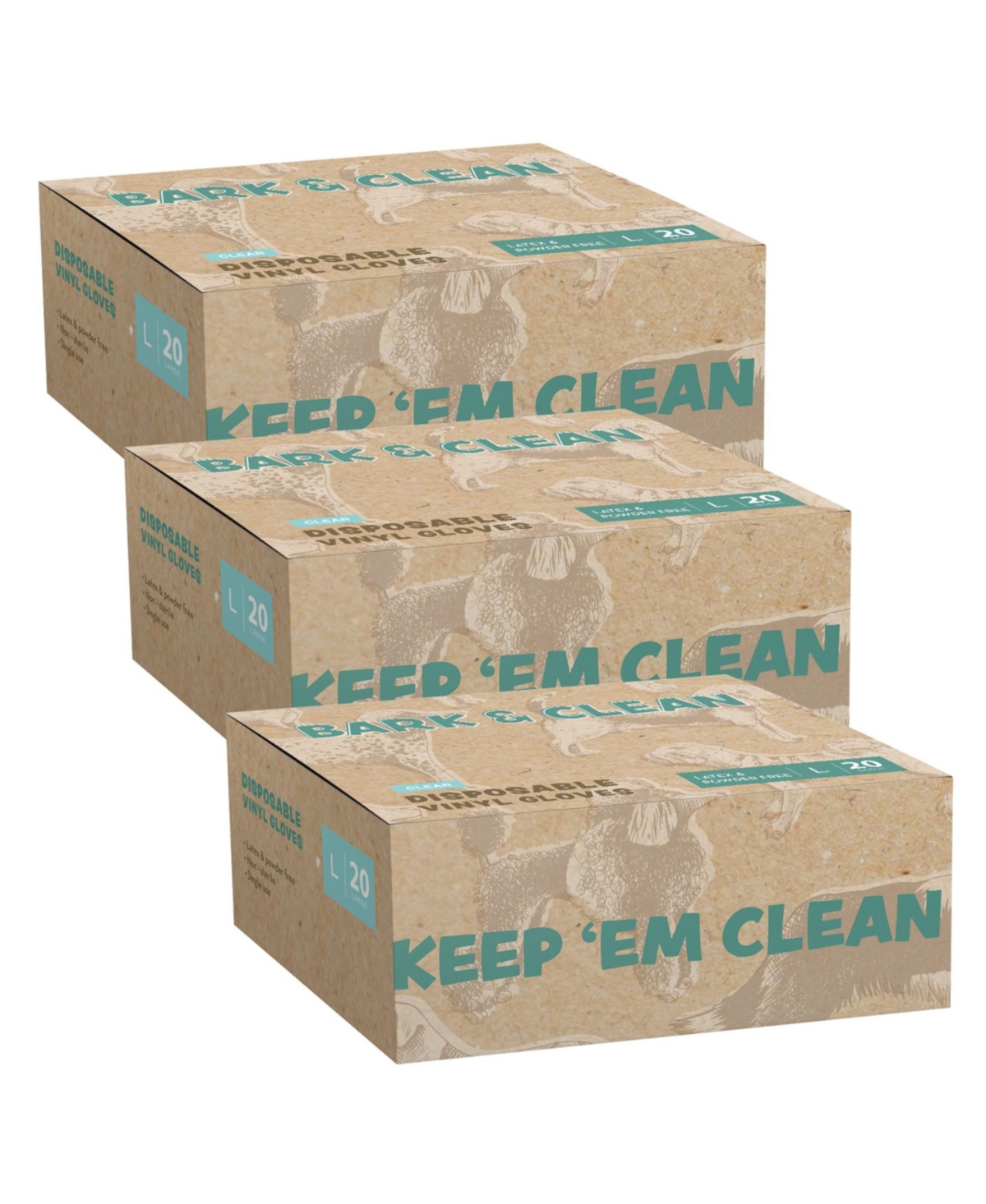Keep It Clean Medium Vinyl Gloves - 3 Boxes of 20 Gloves