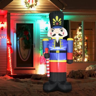 Colorful 8ft Inflatable Nutcracker Soldier with Scepter LED Outdoor Yard