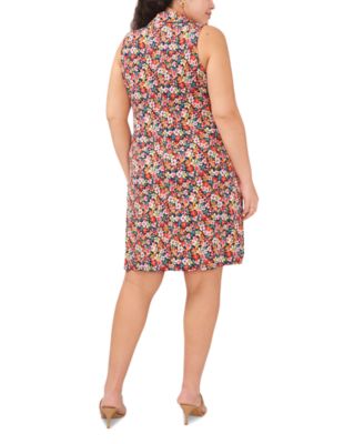 MSK Plus Size Printed Sleeveless Shirtdress