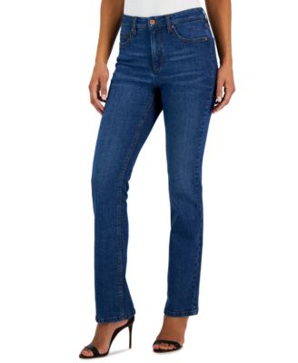 Anne Klein - Women's High Rise Front-Fly Bootcut Jeans