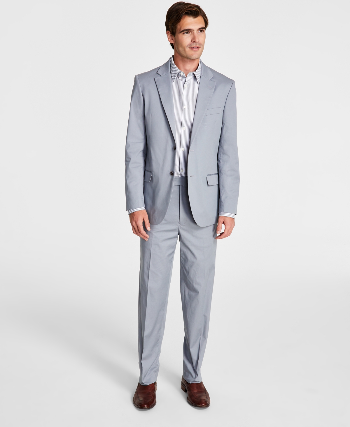 Nautica Men's Modern-fit Stretch Cotton Solid Suit In Grey