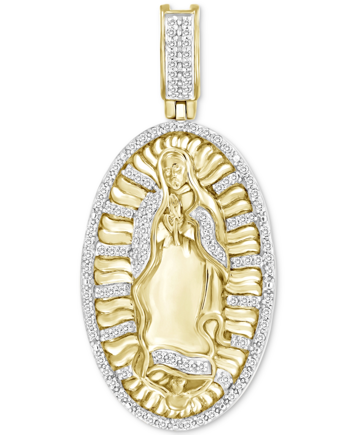 Macy's Men's Diamond Mother Mary Medallion Pendant (1/4 Ct. T.w.) In 10k Gold In K Yellow Gold