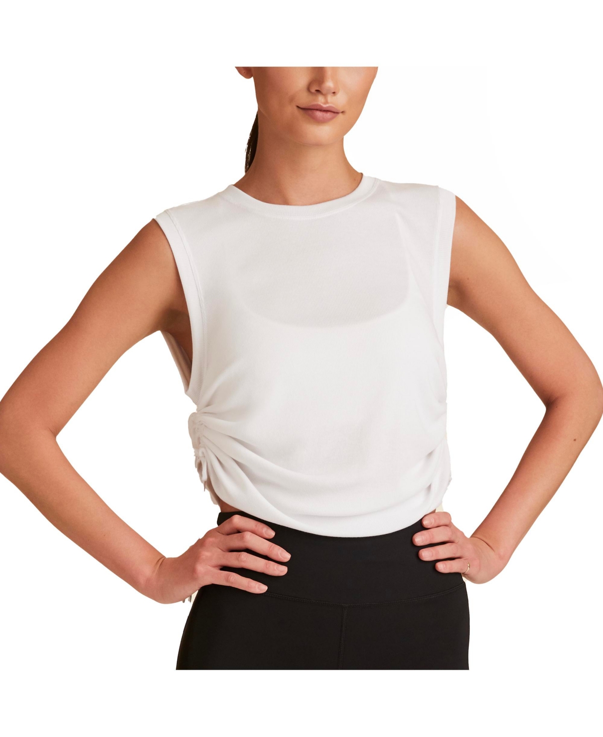 Women's Regular Size Sleeveless Indio Muscle Tank - White