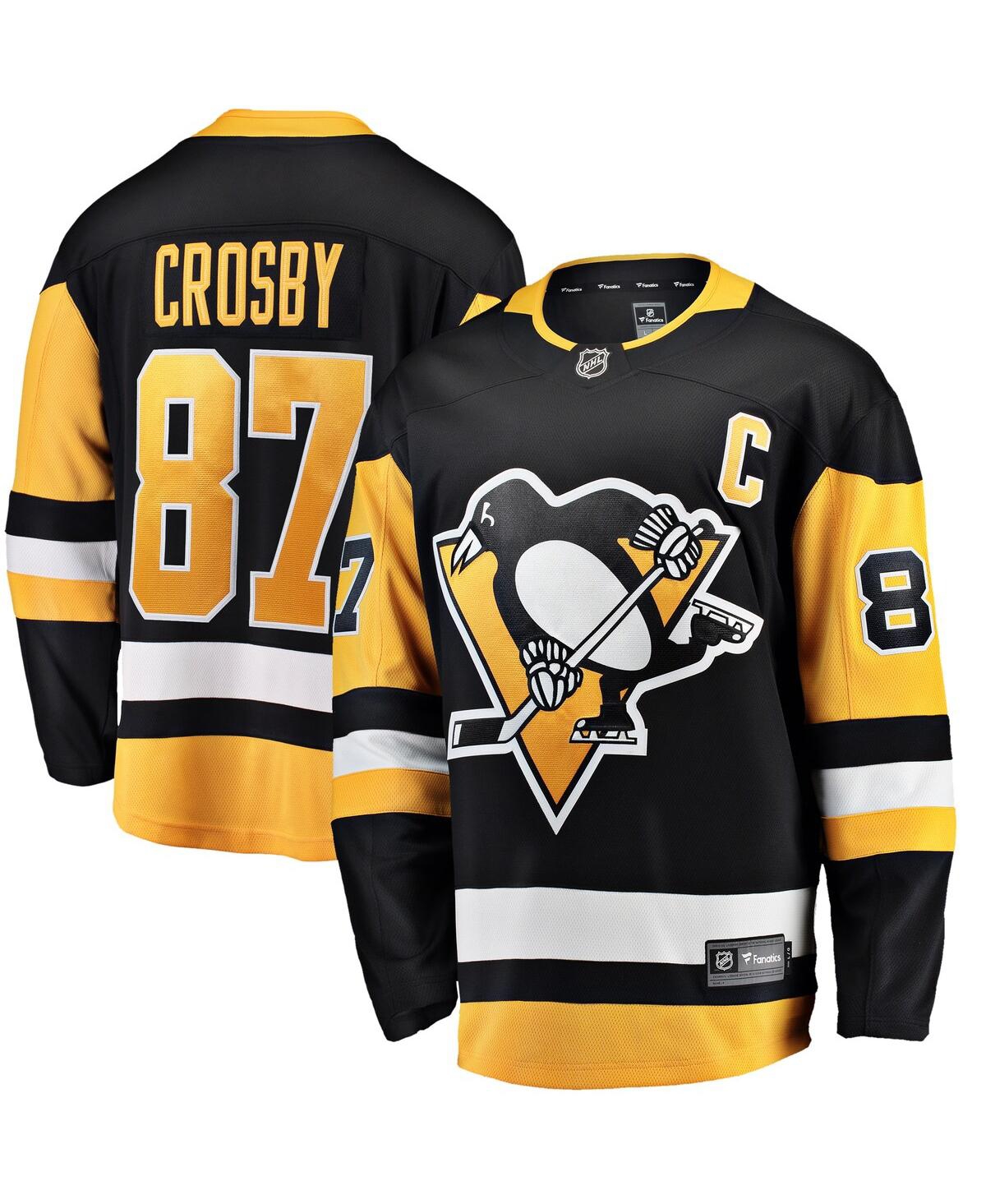 Men's Fanatics Sidney CrosbyPittsburgh Penguins Captain Patch Home Breakaway Jersey - Black